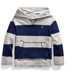 Ralph Lauren Little Boys Grey Striped Hooded T-Shirt