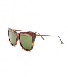 Bottega Veneta Havana Bronze Green Cat Eye Sunglasses
