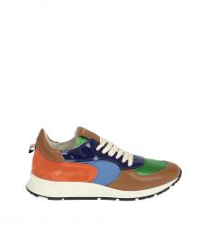 Multicolor Fabric Leather Sneakers