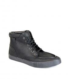 Ralph Lauren Black Tedd Leather High Top Sneaker