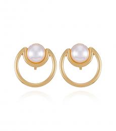 Vince Camuto Golden Imitation Pearl Clip-On Hoop Earrings