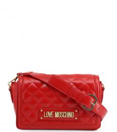 Love Moschino Red Quilted Flap Small Crossbody