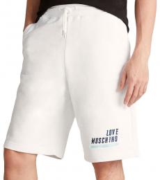 Love Moschino Optical White Embroidered Logo Shorts