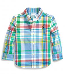 Ralph Lauren Baby Boys Blue Stretch Poplin Shirt