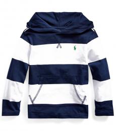 Ralph Lauren Little Boys White Striped Hooded T-Shirt