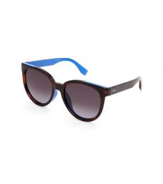 Fendi Havana Blue Cat Eye Sunglasses