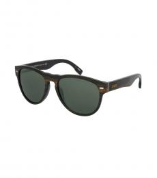 Ermenegildo Zegna Brown Black Green Oval Sunglasses