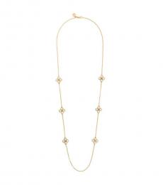 Tory Burch Gold Rope Clover Rosary Long Necklace