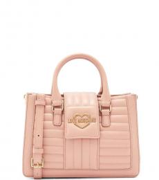 Love Moschino Light Pink Quilted Small Satchel