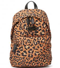 Leopard Print Quilted Large Backpack