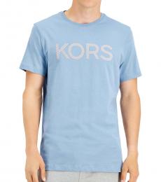 Michael Kors Light Blue Striped Logo T-Shirt