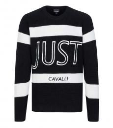 Just Cavalli Black Logo Striped Sweater