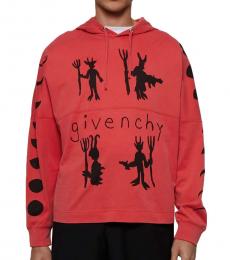 Givenchy Red Graphic Logo Hoodie