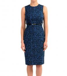 Versace Collection Blue Belted Sheath Dress