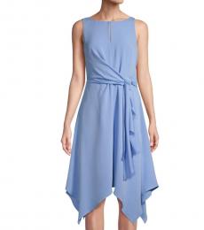 Karl Lagerfeld Light Blue Asymmetric Fit-&-Flare Dress