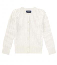 Ralph Lauren Little Girls Warm White Mini-Cable Cardigan