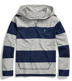 Ralph Lauren Boys Andover Heather Striped Hooded T-Shirt