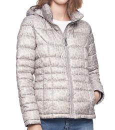Calvin Klein Light Grey Packable Down Hooded Puffer Jacket