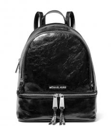 Michael Kors Black Crinkle Rhea Zip Medium Backpack