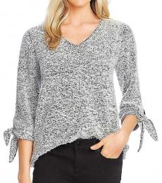 Vince Camuto Silver Heather Tie Cuff Knit Sweater