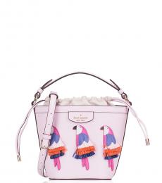 Pink Flock Parrot Mini Bucket Bag