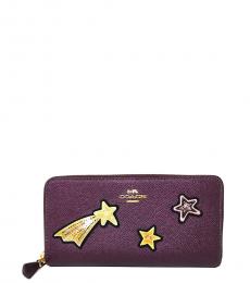 Coach Metallic Raspberry Star Accordion Wallet