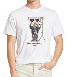 Karl Lagerfeld White Signature Logo Graphic T-Shirt