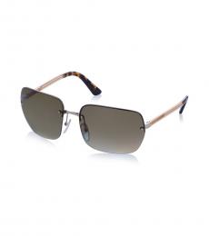 Brown Rectangular Shield Sunglasses