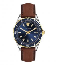 Versace Dark Brown Hellenyium Blue Dial Watch