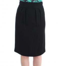 Cavalli Class Black Wool Pencil Skirt
