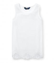 Ralph Lauren Girls White Lace-Trim Tank Top