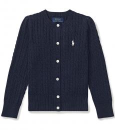 Ralph Lauren Little Girls Hunter Navy Mini-Cable Cardigan