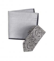 Ted Baker Grey Paisley Tie & Pocket Square Set