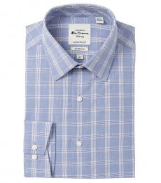 Ben Sherman Blue Tailored Slim Fit Stretch Dress Shirt