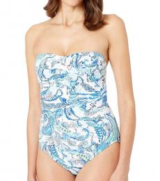 Ralph Lauren Blue Twist Bandeau Underwire One-Piece