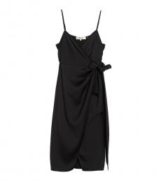 Diane Von Furstenberg Black Sleeveless Wrap Midi Dress