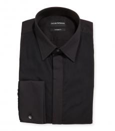 Emporio Armani Black French-Cuff Tuxedo Shirt
