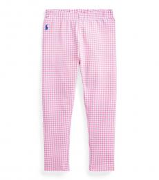 Ralph Lauren Little Girls Pink Gingham Stretch Leggings