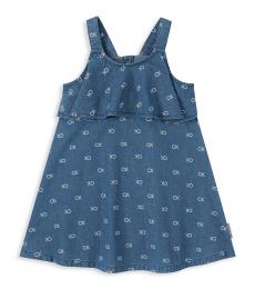 Little Girls Blue Logo Chambray Dress