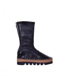 Black Leather Espadrilles Boots