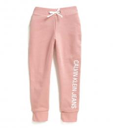 Calvin Klein Little Girls Pink Vertical Logo Sweatpants