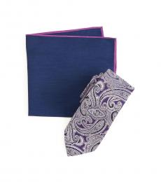 Ted Baker Purple Paisley Tie & Pocket Square Set