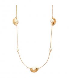 Tory Burch Gold Pearl Long Necklace