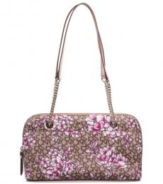 DKNY Brown Bryant Park Floral Large Shoulder Bag