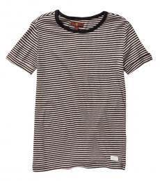 7 For All Mankind Girls Black Slouchy Boat-Neck T-Shirt