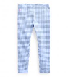 Ralph Lauren Little Girls Blue Gingham Stretch Leggings