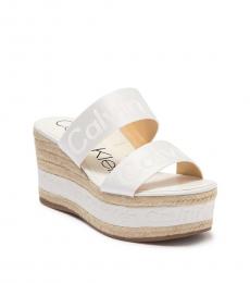 Calvin Klein White Fabric Gia Platform Wedges