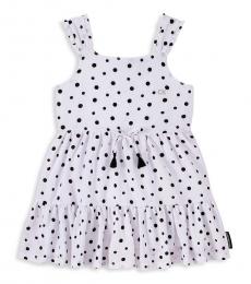 Little Girls White Polka Dot-Print Dress