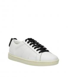 White Black Leather Low Sneakers