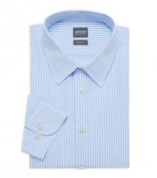Armani Collezioni Blue Slim-Fit Striped Dress Shirt